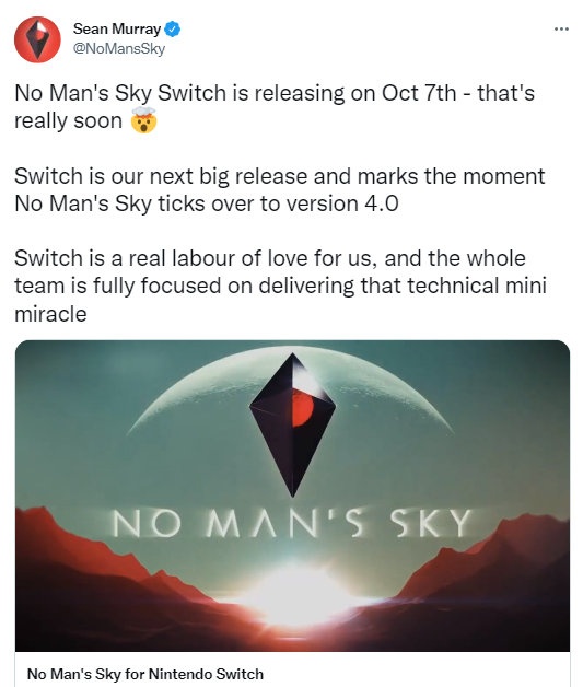 《无人深空》将更新4.0版本！随Switch版发售一同上线