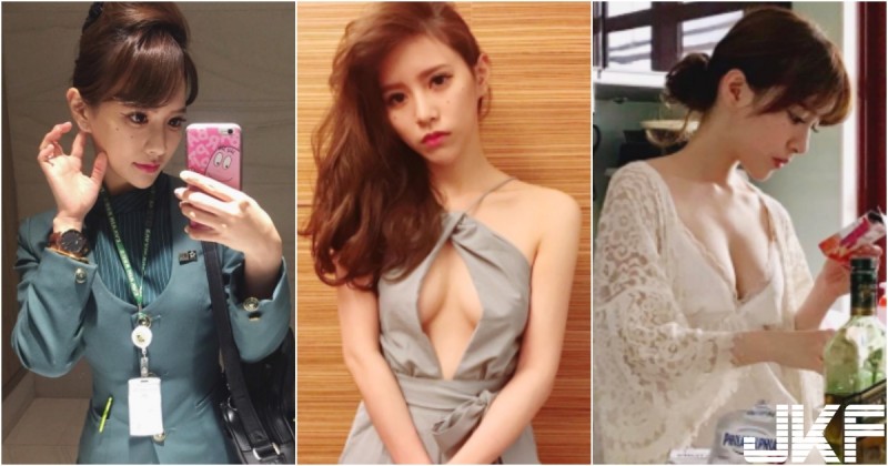 長榮超甜美空姐！隱藏在制服下的「雪白美乳」好誘人！下班後「中路大開」太狂啦！