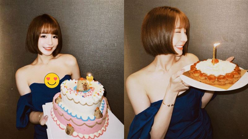 元元合體琳妲泡湯！臉紅紅捧蛋糕「羞舔1物」　網一看全想歪