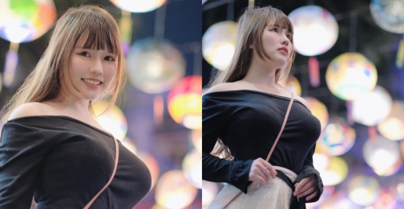 正妹補習班老師挺巨乳逛花燈　就算穿著衣服也看得出份量滿滿