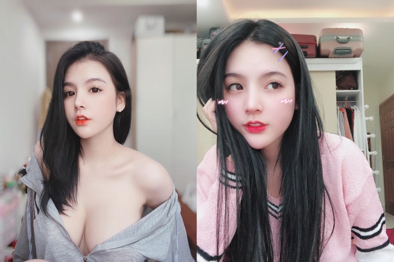 巨乳越南妹「Nông Lưu Thảo」外套拉開裡面沒穿　雪乳滑出「人字奶溝」超深邃