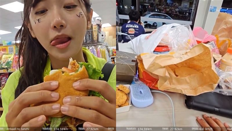 企鵝妹衝全家吃漢堡！狂粉3分鐘趕到送「麥當勞山」　淹沒餐桌驚動警方