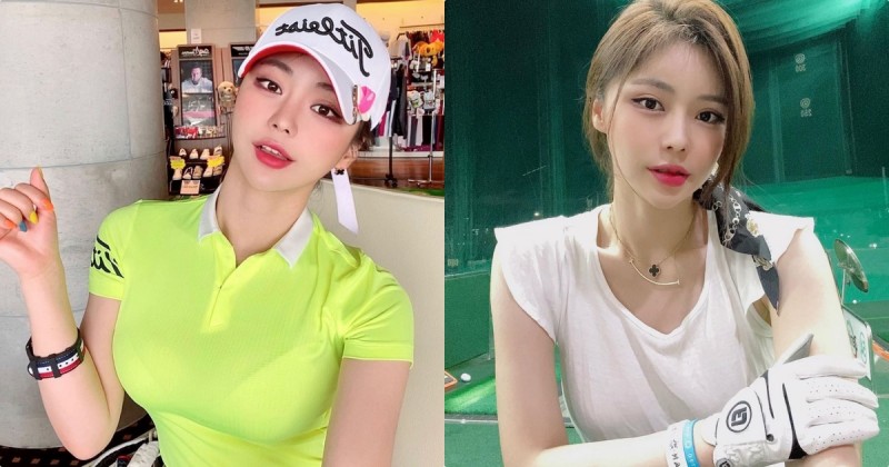 很嫵媚！美胸高爾夫正妹「打球秀出誘惑曲線」，「飽滿胸型」讓球友都著迷！