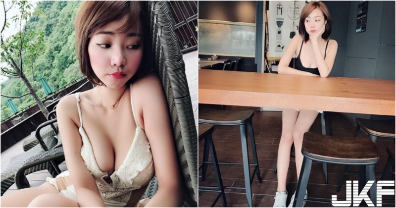 短髮萌妹出擊！「渾圓雪乳」側躺擠壓溝溝好深邃！「低胸背心」藏不住好身材！