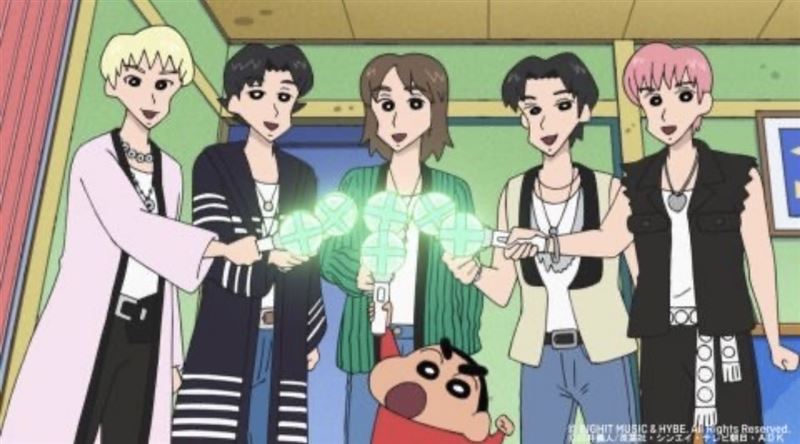 跨次元合體！蠟筆小新播一半「驚見韓團TXT」現身　片段流出引暴動