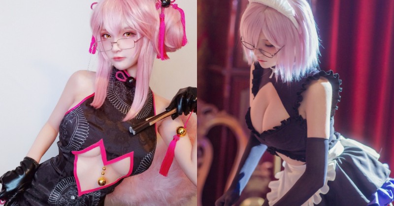 老爺請用茶！「大奶正妹」扮成女僕雪乳爆出，彎腰倒茶角度讓人口超渴！