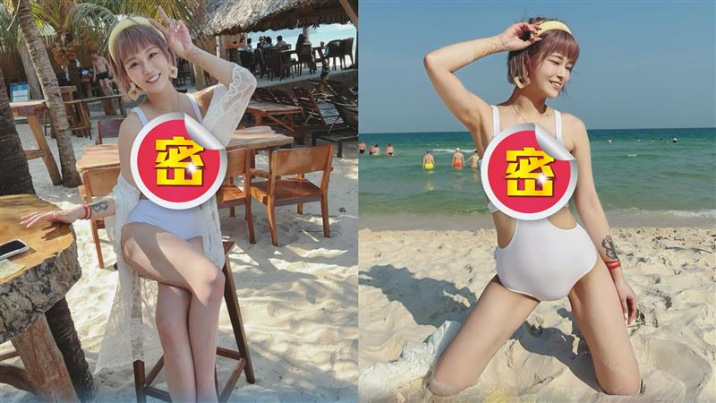 丟丟妹出國脫了！深V泳裝藏不住「驚人身材」 火辣S曲線全放送
