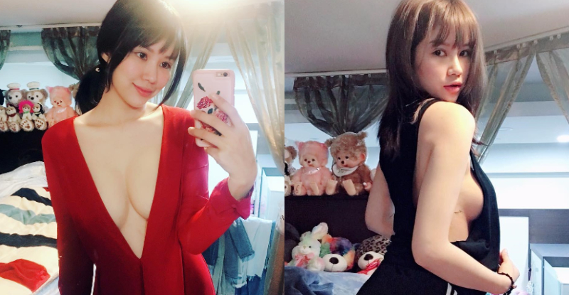 真的好大！巨乳正妹深V一路開到肚臍　露出胸前兩顆「白嫩大肉包」！