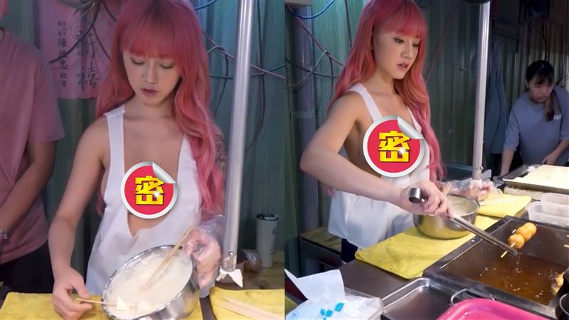 沒穿內衣！士林夜市正妹賣炸鮮奶掉出「超兇車頭燈」 IG被神出了