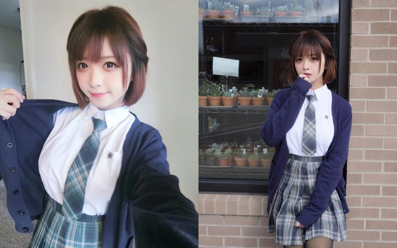 最強隱乳！激萌電眼學生妹「Borusushi」制服下隱藏超完美胸型　讓人充滿遐想啊
