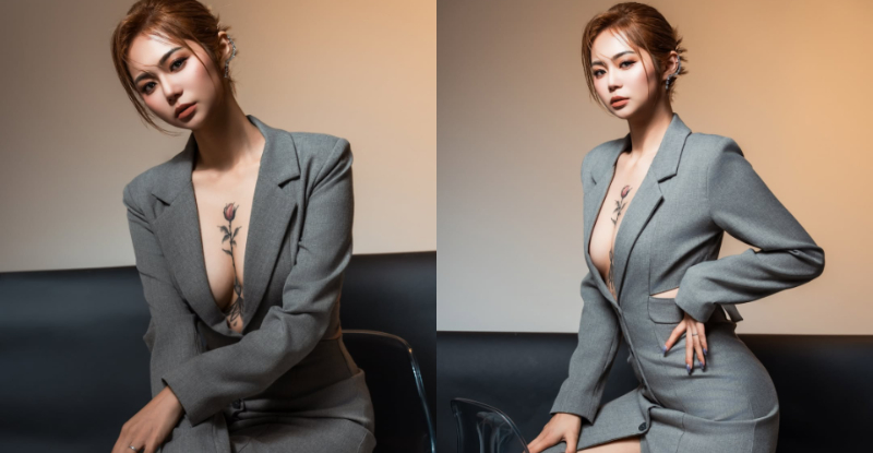 霸氣總裁「萱萱Yuri」不穿內衣，「深美事業線」招募小狼狗