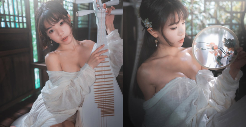 古香美人「瑀彤Shirley」衣落露花香，「香肩美乳」迷人又沈醉！