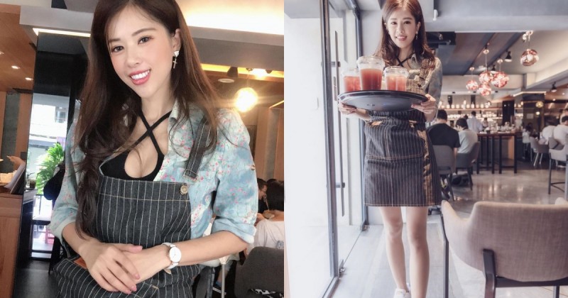 咖啡店店長「爆乳端盤」超吸睛！「白皙美腿＋渾圓雪乳」的頂級服務回客率超高！
