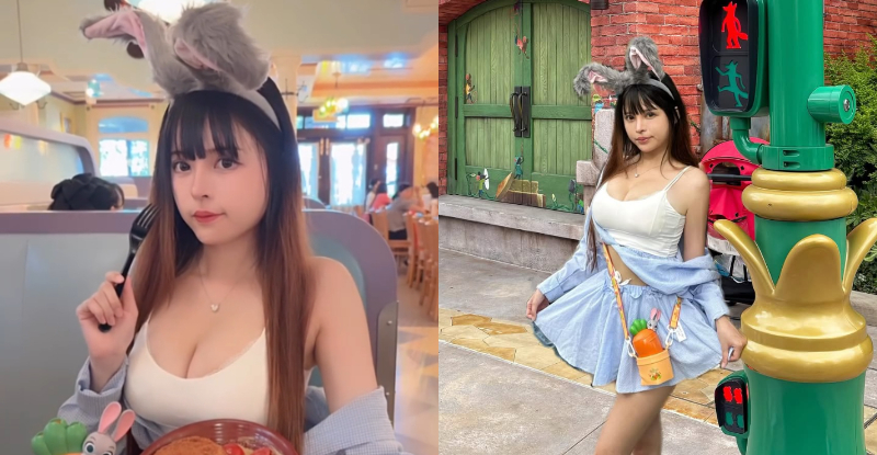 上海迪士尼驚見「羊ㄦ」扮兔兔，「豪大雙峰」可愛與性感兼具！