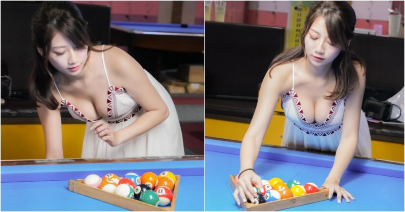 新北撞球間「E奶排球妹」撫媚姿態讓人受不了！誘惑的「超胸畫面」視角有夠犯規