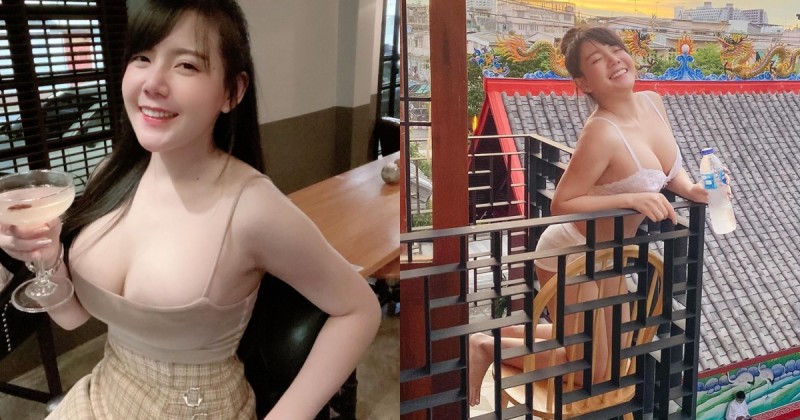 肉肉女孩參上！「甜美棉花糖妹」陽台大方露身體，「豐滿巨乳」一半都在外面！