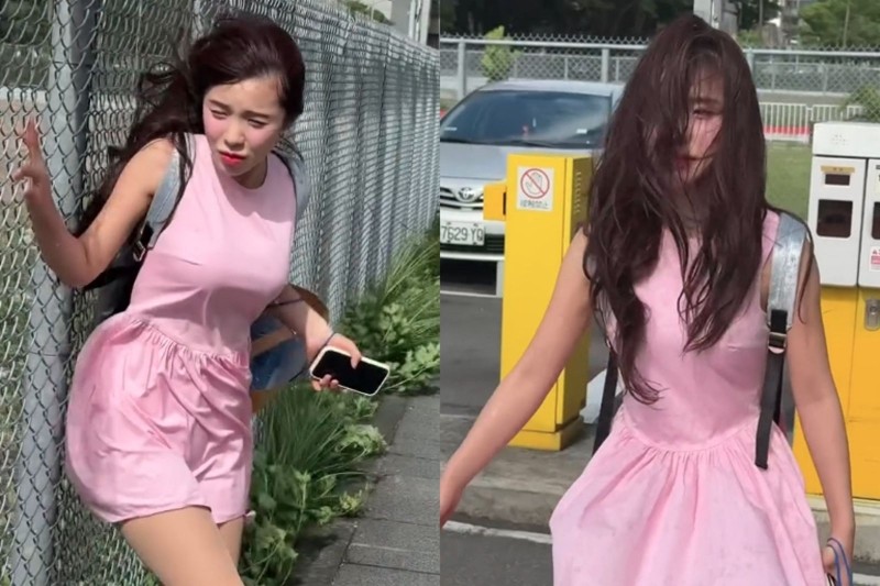 李多慧來台3年嗆「不怕颱風了!」下秒強風害撞牆 吹到懷疑人生