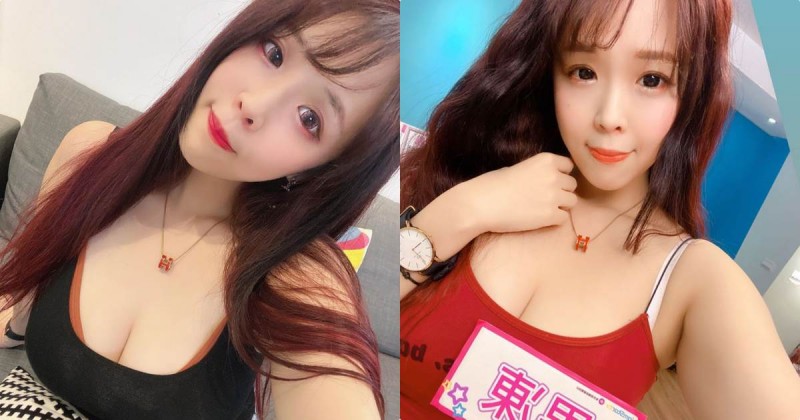 熱情活潑的甜心SG「果凍兒」，兇猛乳溝要撐爆小背心了！