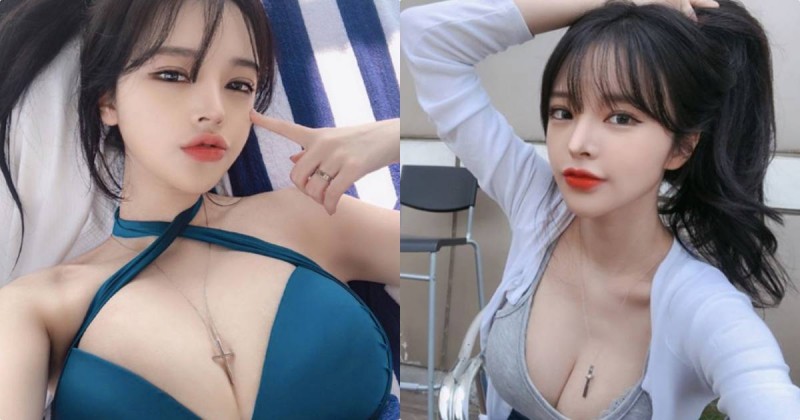 好兇！正妹豐滿巨乳要佔滿畫面，項鍊深深卡在勾裡面！