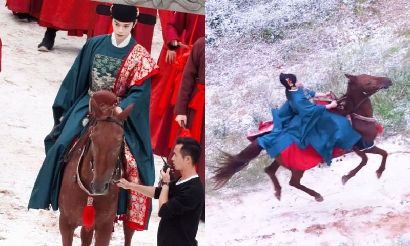 險成林志玲墜馬2.0！一線男星拍戲「馬匹失控暴衝」　驚險畫面全被拍