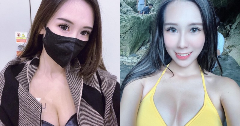 正妹「佳蓉」戴口罩自拍超爆乳，「邪惡的視角」電力超強大！