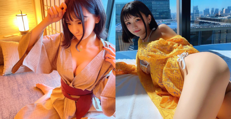「童顏乳妹」浴衣敞開現「白嫩軟奶」，臀腿側翻又是蜜桃風景！