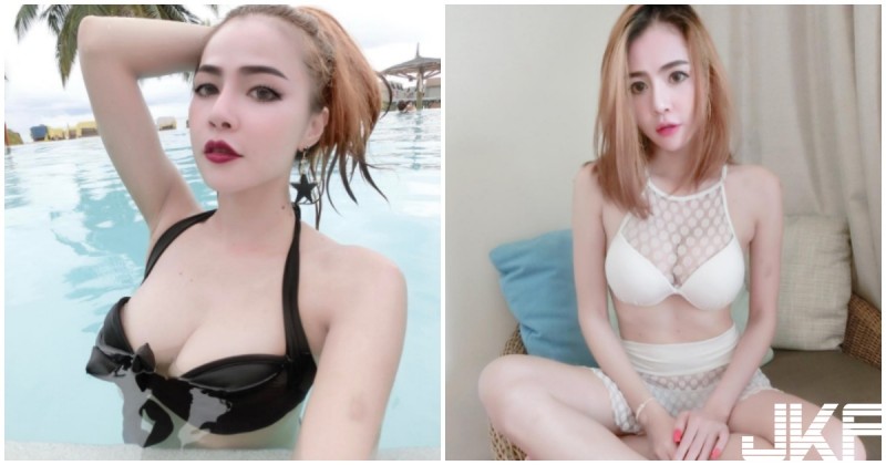 正妹水中放送「雪白美胸」，巨乳快衝破比基尼，真的好狂喔！