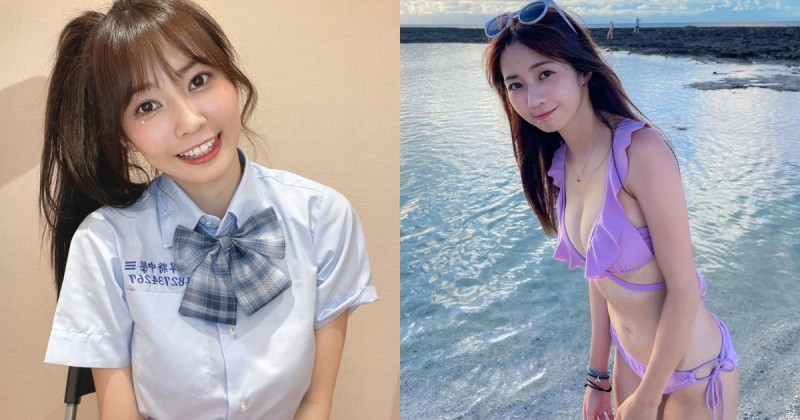 「啦啦隊正妹」綠島玩水太可愛！荷葉邊比基尼秀「白嫩雪乳」，看過都想被她加油！