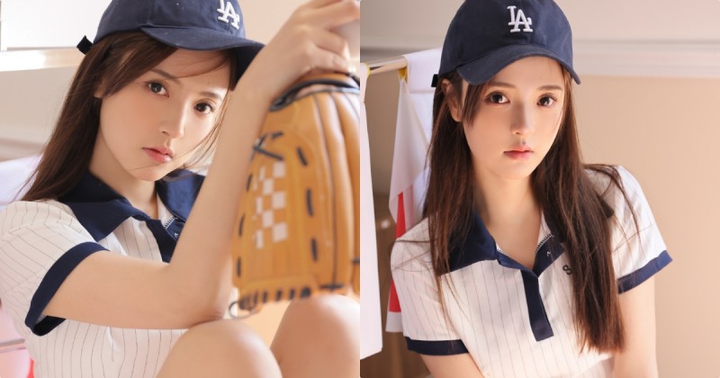 神似三上悠亞的「性感棒球妹子」，「誘人的運動服裝」好極品呀！