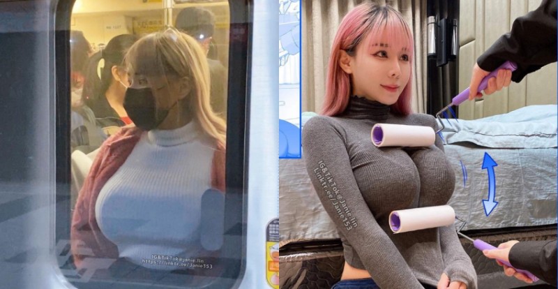 通勤時間台北捷運擠爆！驚見巨乳妹「擠壓窗戶」畫面好震撼