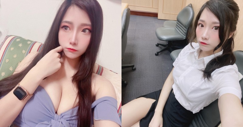 辦公室正妹OL同事「白襯衫黑窄裙」露美腿！下班後「乳量不私藏」E級美胸好吸睛