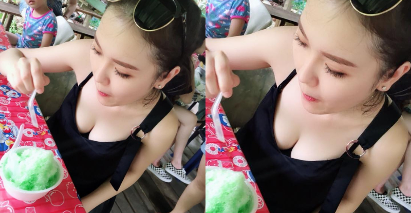 妹子吃冰「邪惡視角」讓人口水直流！深溝「鮮嫩白乳」畫面好消暑喔！