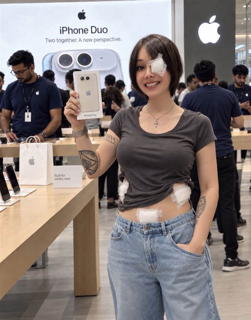 巴逆逆「全身貼紗布」換 iPhone Duo！　網嚇：一腎一肝一眼全賣光？
