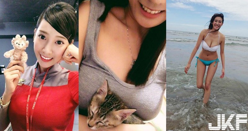 好狂！遠航正妹空姐「奶夾貓咪」的超大乳量！脫下衣服後的深溝讓人大喊受不了…