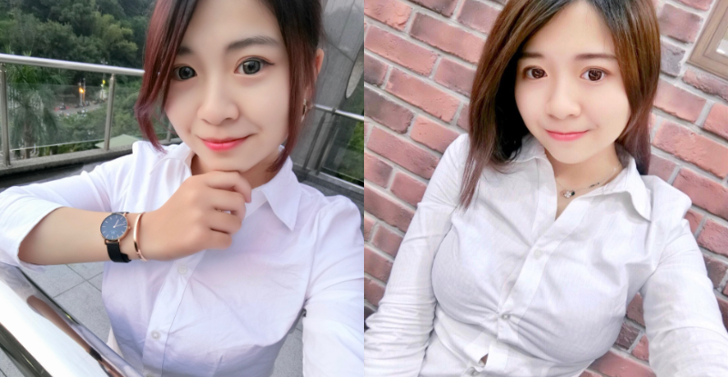 「甜美OL」飽滿美乳快把襯衫扣子撐爆！窄裙露出「逆天長腿」太火辣！